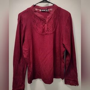 Apt. 9 Burgundy Lace Long Sleeve Blouse